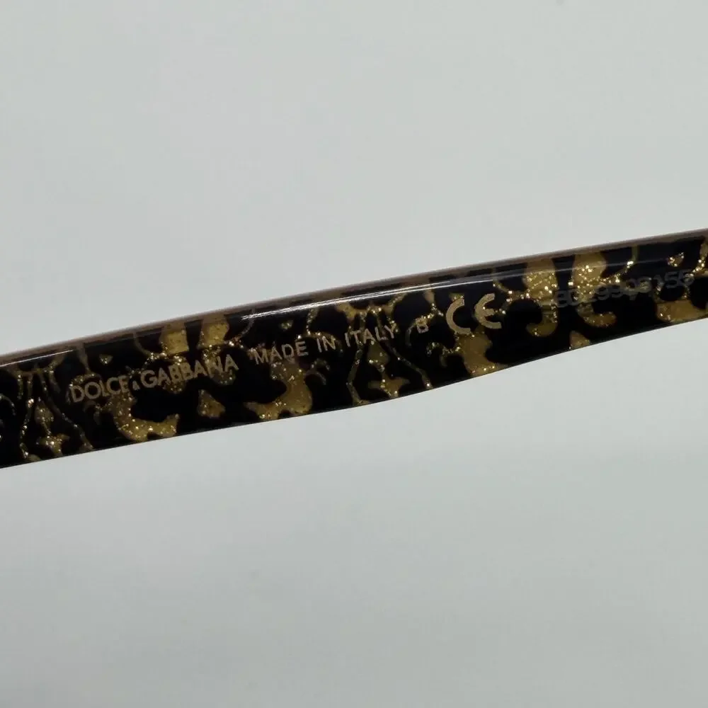 DOLCE & GABBANA DG 3321 3215 Black Damasco Gold Glitter Made in Italy 54-17-140